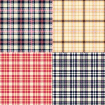 Plaid pack tailored for packaging of home goods. Coordinated tartan patterns  Stock Illustration