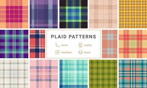 Plaid pack tailored for packaging of spring goods. Coordinated tartan patte.. Stock Illustration