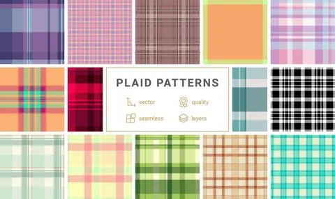 Plaid pack tailored for packaging of spring goods. Coordinated tartan patte.. 库存插图