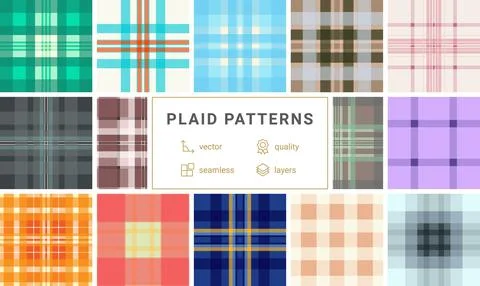 Plaid pack tailored for packaging of summer goods. Coordinated tartan patte.. Stock Illustration