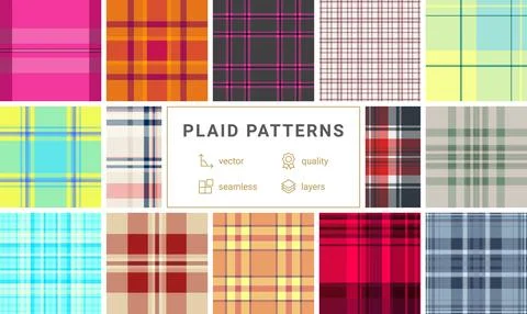 Plaid pack tailored for small clothing brands. Ideal for mens flannel shirt.. Stock Illustration