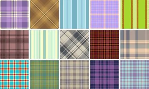 Plaid pack for textile industry applications and design studios. Vector patte Stock Illustration