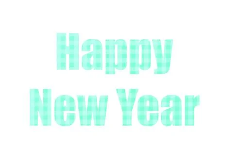 Plaid pattern Aqua Menthe. Shot through cut-out silhouette of the word NEW YE Illustrazione stock