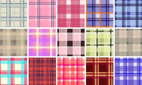 Plaid pattern bundle for accessories. Suitable for gift tags, cupcake toppers Stock Illustration