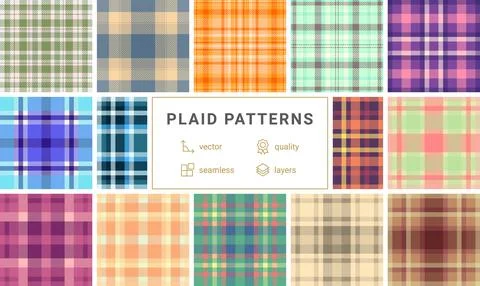 Plaid pattern bundle for accessories. Suitable for hats, scarves, collars, an Stock Illustration