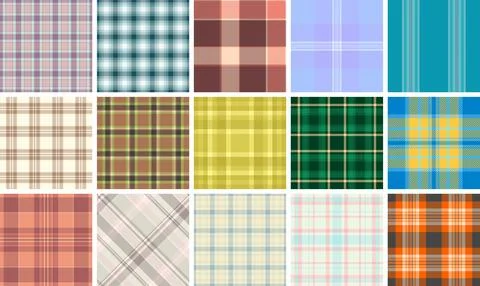 Plaid pattern bundle for accessories. Suitable for hats, scarves, collars, an Stock Illustration