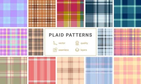 Plaid pattern bundle for crafting accessories. Suitable for bookmarks, stic.. Stock Illustration
