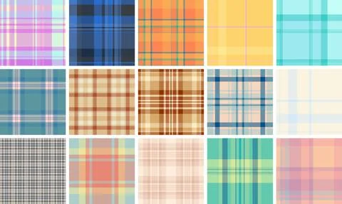 Plaid pattern bundle for seasonal accessories. Suitable for hats, scarves, mi Stock Illustration
