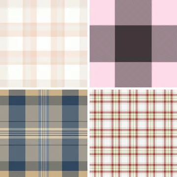Plaid pattern bundle for seasonal accessories. Suitable for hats, scarves, an Stock Illustration