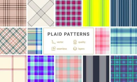 Plaid pattern bundle tailored for e-commerce banners. Seamless tartan repea.. Stock Illustration