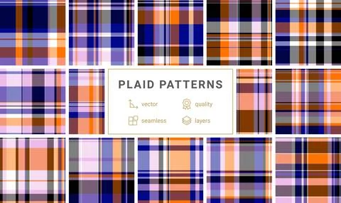 Plaid pattern collection for digital products. Works for invitations, downl.. Stock Illustration