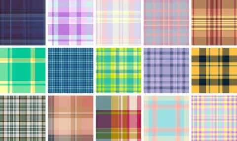 Plaid pattern collection for digital spring products. Works for mockups, down Stock Illustration