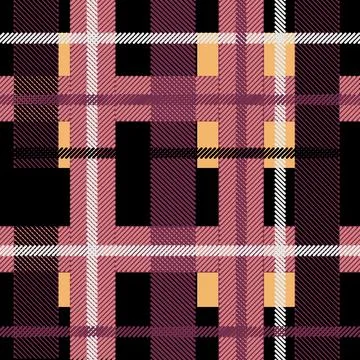Plaid pattern in contrast purple, pink, yellow, black, white for scarf, bla.. 스톡 일러스트