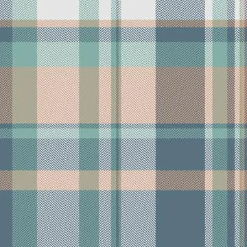 This plaid pattern features a timeless herringbone weave in soft pastel blue, Stock Illustration