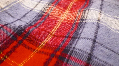 Plaid pattern flannel fabric, close up Stock Footage 134985685