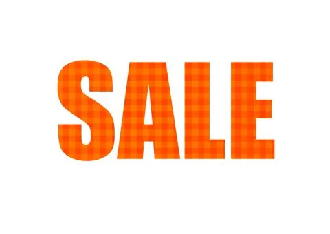 Plaid pattern Lush Lava. Shot through the cut-out silhouette of the word SALE Illustrazione stock