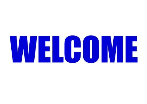 Plaid pattern Medium Blue. Shot through cut-out silhouette of the word WELCOM Stock Photos