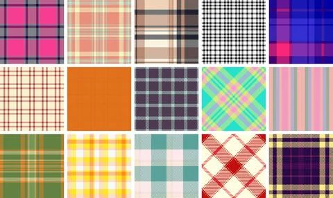 Plaid pattern pack for blouse and dress manufacturing. Coordinated tartan lay Stock Illustration