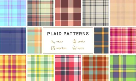 Plaid pattern pack for blouse and dress manufacturing. Coordinated tartan l.. Stockillustratie