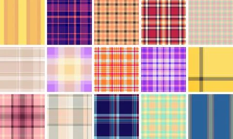 Plaid pattern pack for casual clothing and home decor. Coordinated tartan l.. イラスト素材