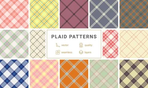 Plaid pattern pack created for labels and packaging of home goods. Coordinate Stock Illustration