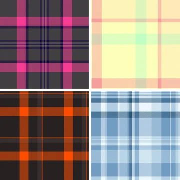 Plaid pattern pack created for labels and tags. Coordinated tartan designs .. Stock Illustration