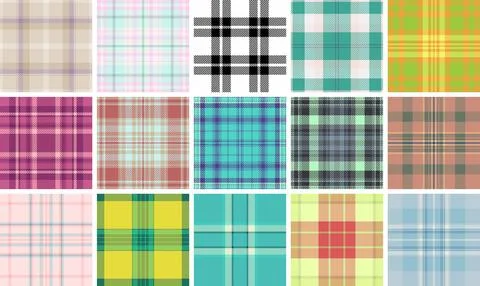 Plaid pattern pack created for labels and seasonal projects. Coordinated tart Stockillustratie