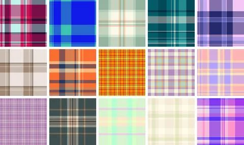 Plaid pattern pack created for labels and small projects. Coordinated tartan  Stock Illustration