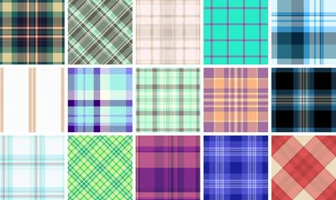 Plaid pattern pack for DIY birthday projects. Invitation, banner, and card te Illustrazione stock