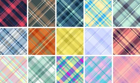 Plaid pattern pack for DIY birthday projects. Invitation, banner, and card .. Stock Illustration
