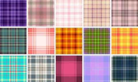 Plaid pattern pack for DIY gift projects. Templates for cards, tags, banners, Stock Illustration