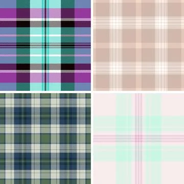 Plaid pattern pack for DIY sewing projects. Dress templates, skirts, and bl.. Stock Illustration