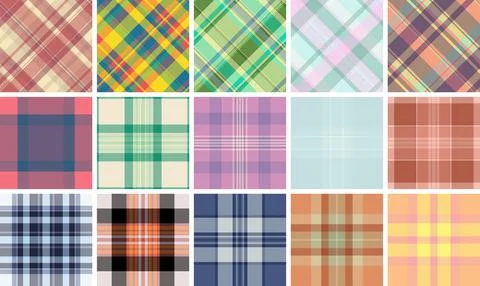 Plaid pattern pack for DIY sewing projects. Flannel shirt templates, scarve.. Stock Illustration