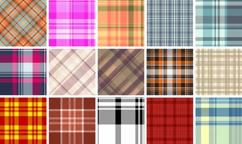 Plaid pattern pack for DIY spring projects. Templates for scarves, blankets,  Stock Illustration