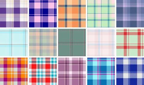 Plaid pattern pack for DIY tutorials and projects. Templates for cards, pla.. 库存插图