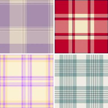 Plaid pattern pack for DIY winter projects. Templates for scarves, blankets,  Stock Illustration