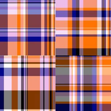 Plaid pattern pack for flannel shirt manufacturing. Coordinated tartan layout Illustrazione stock