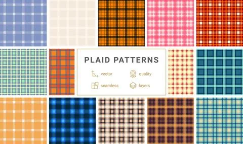 Plaid pattern pack for gift wrapping and handmade accessories. Coordinated ta Stock Illustration