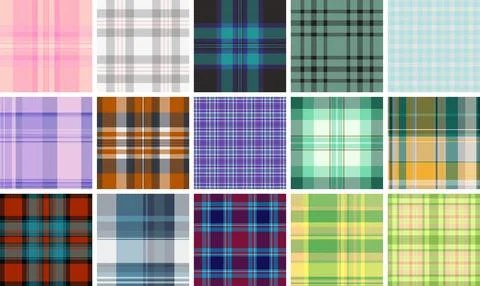 Plaid pattern pack for gift wrapping and handmade accessories. Coordinated .. Stock Illustration