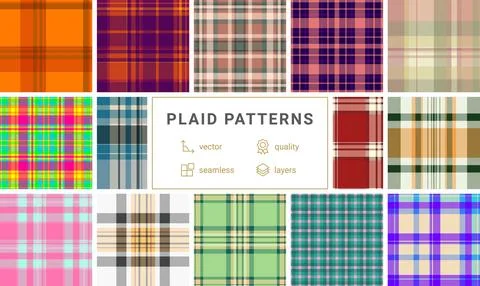 Plaid pattern pack for printable fabric designs. Suitable for dresses, skirts Illustrazione stock