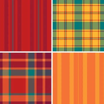 Plaid pattern pack for printable fabric designs. Suitable for flannel shirts, Stock Illustration