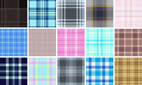 Plaid pattern pack for printable modern fashion templates. Suitable for e-com Stock Illustration