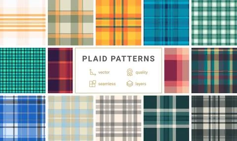 Plaid pattern pack for printable products. Suitable for cards, banners, invit Illustrazione stock