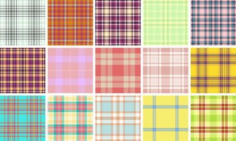 Plaid pattern pack for printable seasonal products. Suitable for journals, pl Stock Illustration