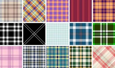 Plaid pattern pack for printable spring products. Suitable for blankets, sc.. イラスト素材