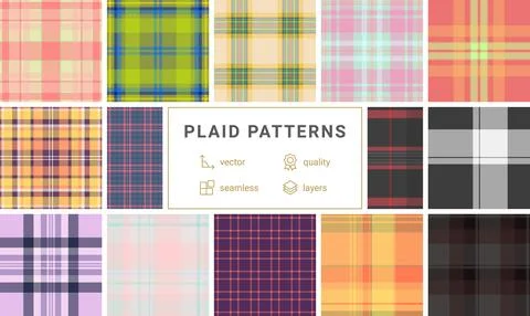 Plaid pattern pack for printable winter products. Suitable for blankets, sc.. Stock Illustration