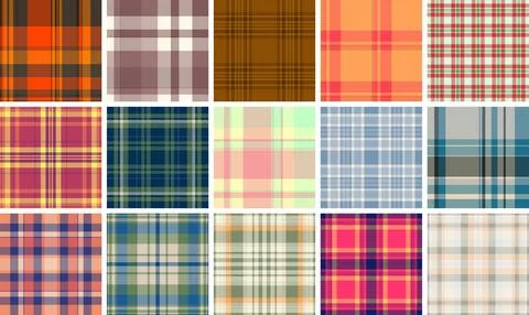 Plaid pattern pack tailored for birthday packaging. Coordinated tartan patt.. Stock Illustration