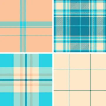 Plaid pattern pack tailored for casual outdoor adventures. Seamless designs p Illustrazione stock