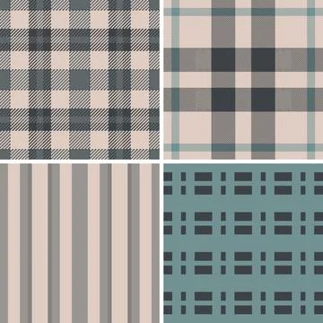 Plaid pattern pack tailored for fashion styling. Coordinated tartan patterns  Stock Illustration
