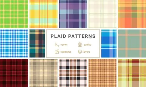 Plaid pattern pack tailored for interior styling. Coordinated tartan patter.. Stock Illustration